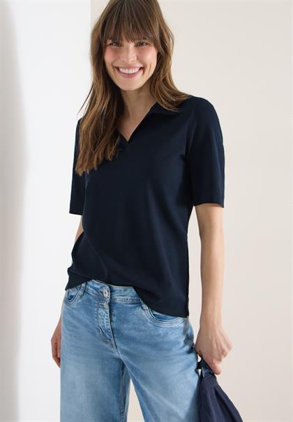 Kurzarm Poloshirt in Unifarbe universal blue