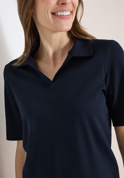 Kurzarm Poloshirt in Unifarbe universal blue