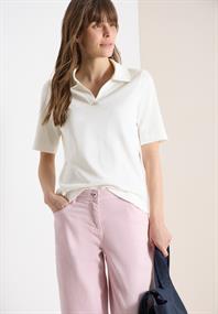 Kurzarm Poloshirt in Unifarbe vanilla white