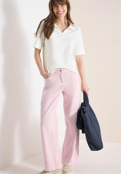 Kurzarm Poloshirt in Unifarbe vanilla white