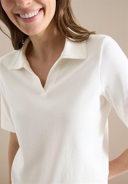 Kurzarm Poloshirt in Unifarbe vanilla white