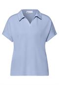Kurzarm Poloshirt mit Rippdetail cashmere blue