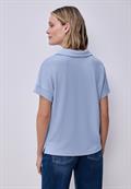 Kurzarm Poloshirt mit Rippdetail cashmere blue