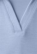 Kurzarm Poloshirt mit Rippdetail cashmere blue