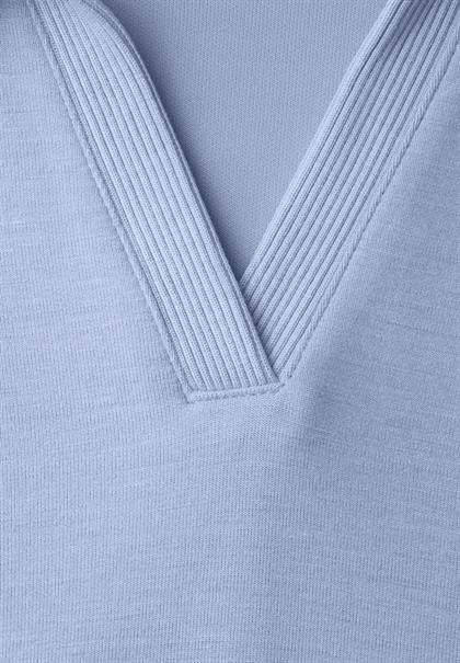 Kurzarm Poloshirt mit Rippdetail cashmere blue