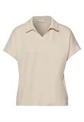 Kurzarm Poloshirt mit Rippdetail smoke beige