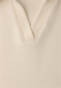 Kurzarm Poloshirt mit Rippdetail smoke beige