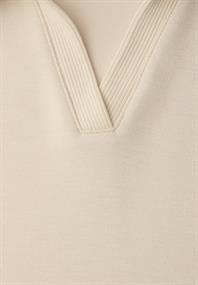 Kurzarm Poloshirt mit Rippdetail smoke beige