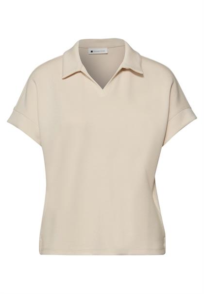 Kurzarm Poloshirt mit Rippdetail smoke beige