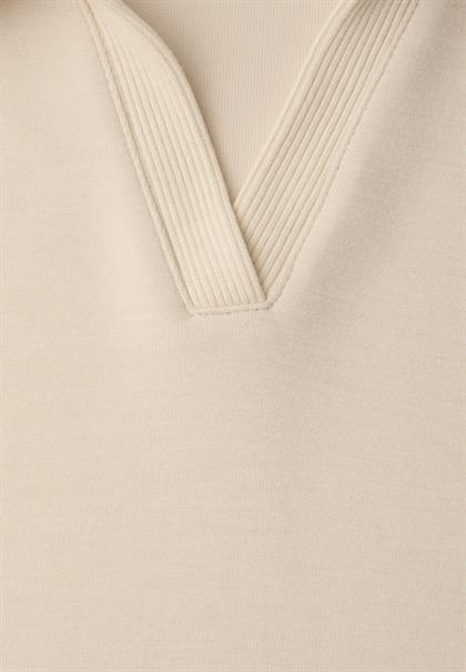 Kurzarm Poloshirt mit Rippdetail smoke beige