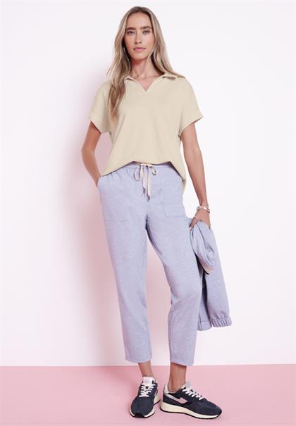 Kurzarm Poloshirt mit Rippdetail smoke beige