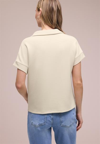 Kurzarm Poloshirt mit Rippdetail smoke beige