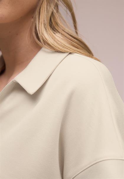 Kurzarm Poloshirt mit Rippdetail smoke beige