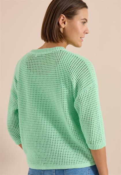 Kurzarm Pullover im Crochet-Look juicy lime