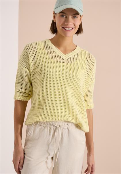 Kurzarm Pullover im Crochet-Look light buttermilk yellow