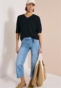 Kurzarm Pullover im Crochet-Look palm breeze green