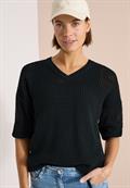 Kurzarm Pullover im Crochet-Look palm breeze green