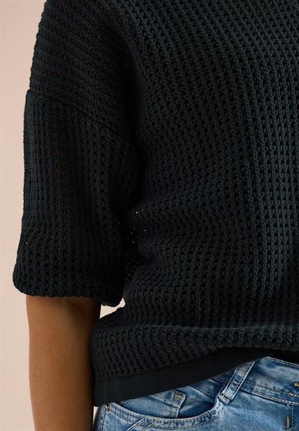 Kurzarm Pullover im Crochet-Look palm breeze green