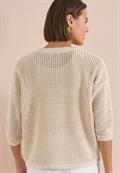 Kurzarm Pullover im Crochet-Look pearl beige