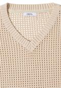 Kurzarm Pullover im Crochet-Look pearl beige