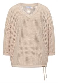 Kurzarm Pullover im Crochet-Look pearl beige