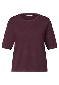 Kurzarm Pullover mit Rundhals in Unifarbe rustic rouge