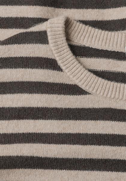 Kurzarm Pullover mit Rundhals und Streifen clay sand mel.