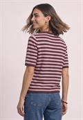 Kurzarm Pullover mit Rundhals und Streifen rustic rouge mel.