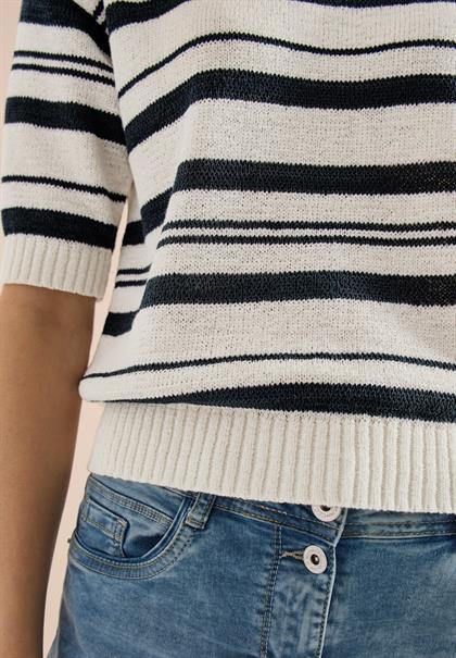 Kurzarm Pullover mit Streifen palm breeze green