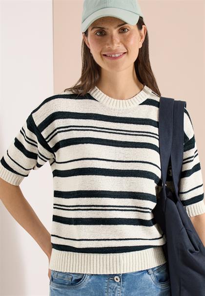 Kurzarm Pullover mit Streifen palm breeze green