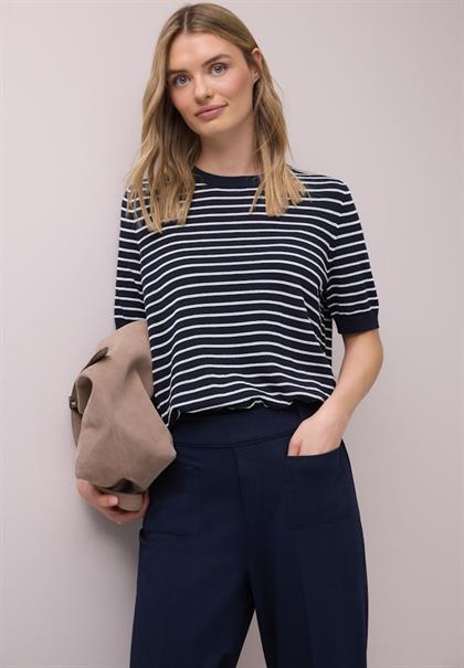 Kurzarm Pullover mit Streifenmuster shadowed navy
