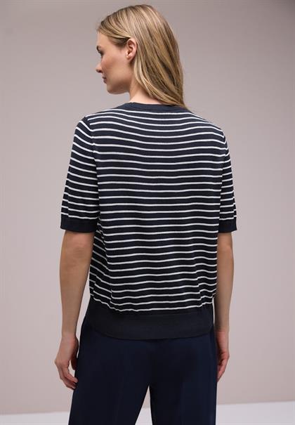 Kurzarm Pullover mit Streifenmuster shadowed navy
