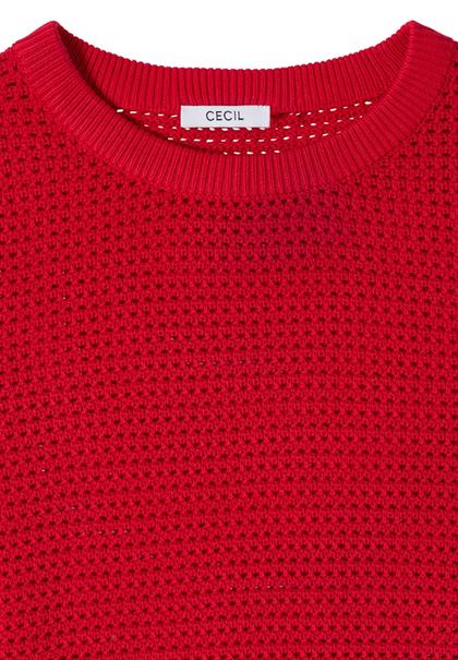 Kurzarm Pullover mit Struktur glazed apple red