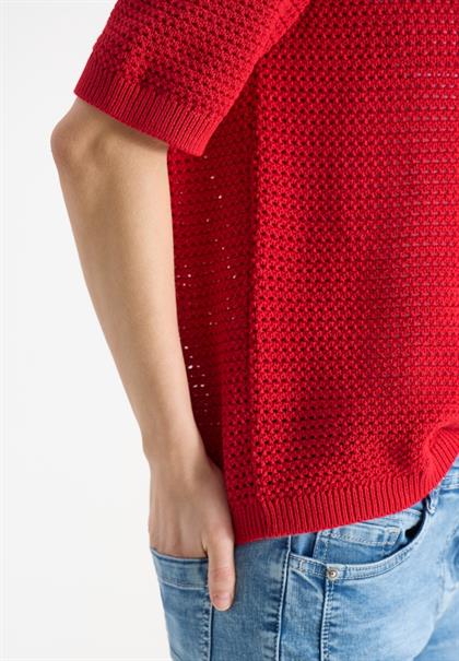 Kurzarm Pullover mit Struktur glazed apple red