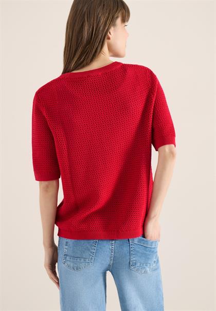 Kurzarm Pullover mit Struktur glazed apple red