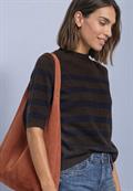 Kurzarm Pullover mit Turtle Neck black coffee