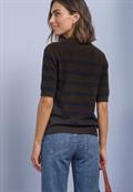 Kurzarm Pullover mit Turtle Neck black coffee