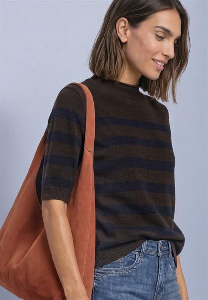 Kurzarm Pullover mit Turtle Neck black coffee