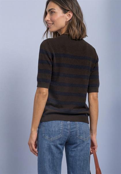 Kurzarm Pullover mit Turtle Neck black coffee