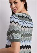 Kurzarm Pullover mit Zick-Zack-Muster deep bound green