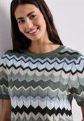 Kurzarm Pullover mit Zick-Zack-Muster deep bound green