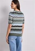 Kurzarm Pullover mit Zick-Zack-Muster deep bound green