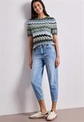 Kurzarm Pullover mit Zick-Zack-Muster deep bound green