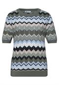 Kurzarm Pullover mit Zick-Zack-Muster deep bound green
