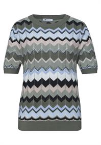 Kurzarm Pullover mit Zick-Zack-Muster deep bound green