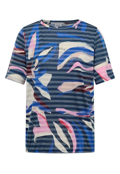 Kurzarm Shirt mit Ausbrennerstreifen universal blue