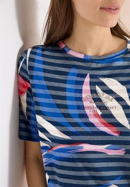Kurzarm Shirt mit Ausbrennerstreifen universal blue