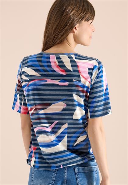 Kurzarm Shirt mit Ausbrennerstreifen universal blue