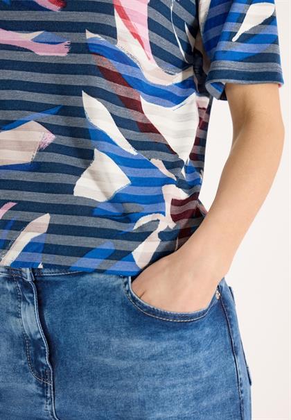 Kurzarm Shirt mit Ausbrennerstreifen universal blue