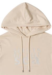 Kurzarm Shirt mit Kapuze und Wording pearl beige